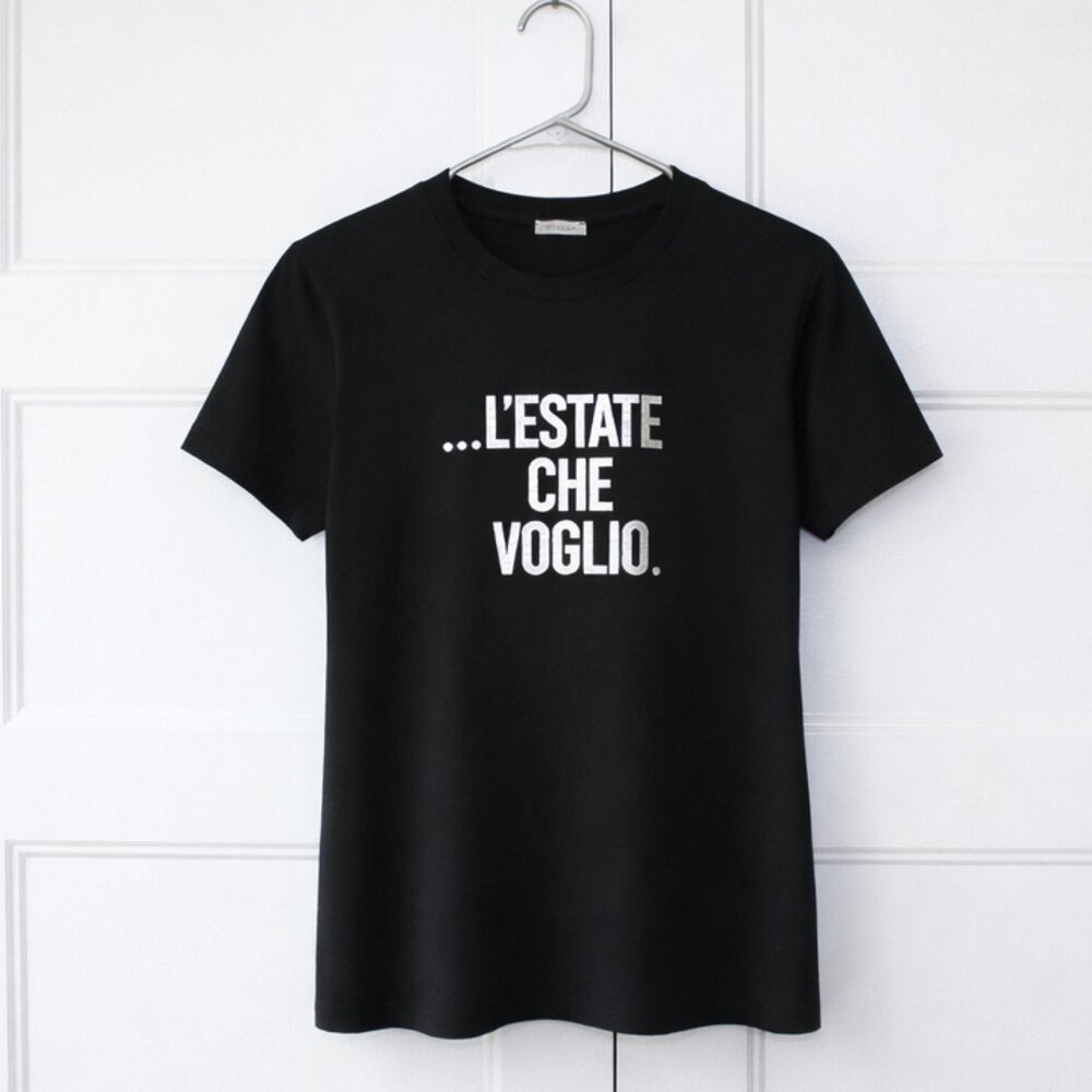 MARELLA by Max Mara Black Tee with Silver Text
